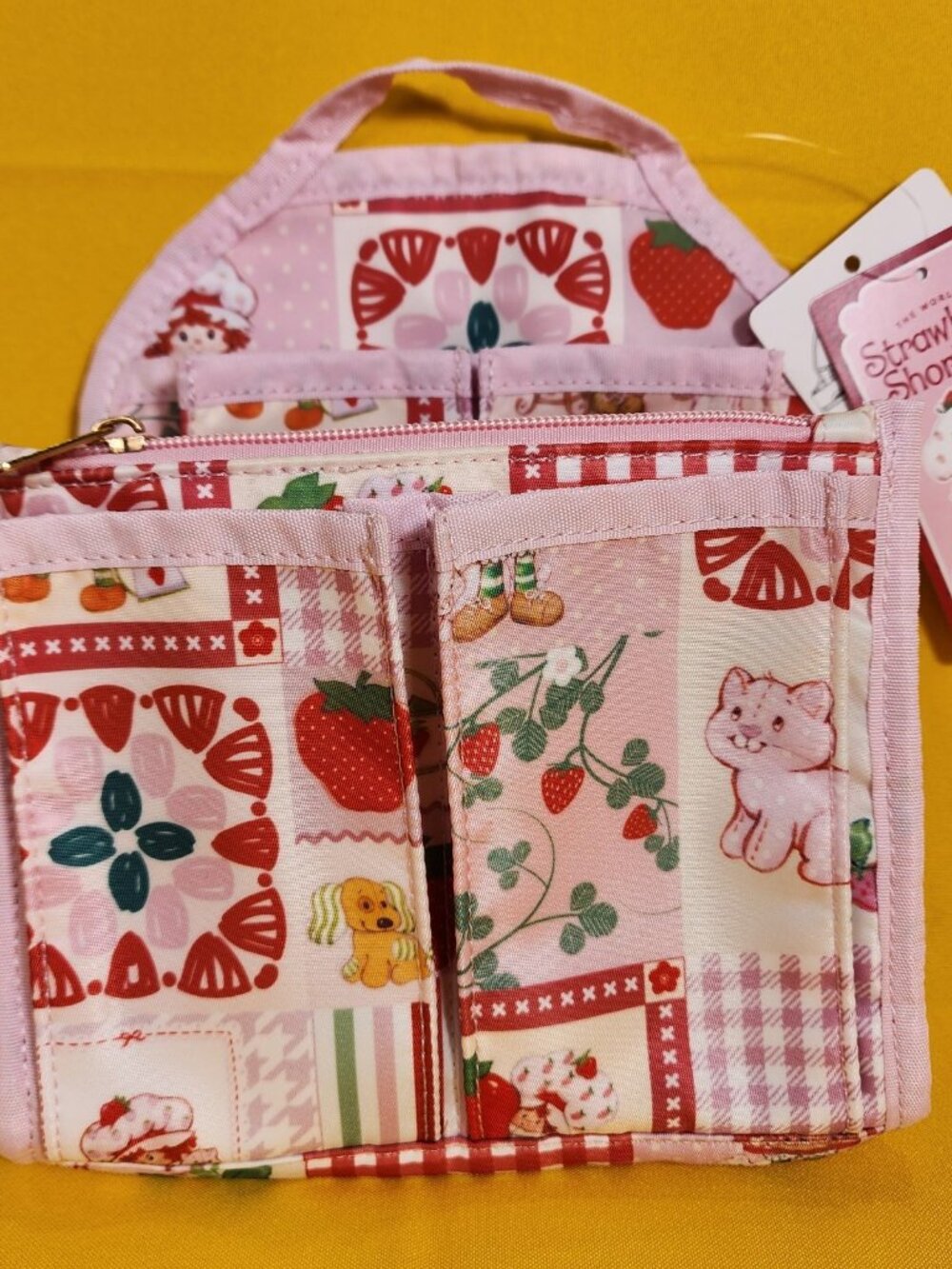 Strawberry Shortcake Pink Patchwork Custard Mini Backpack Organizer Insert NEW - Picture 2 of 9